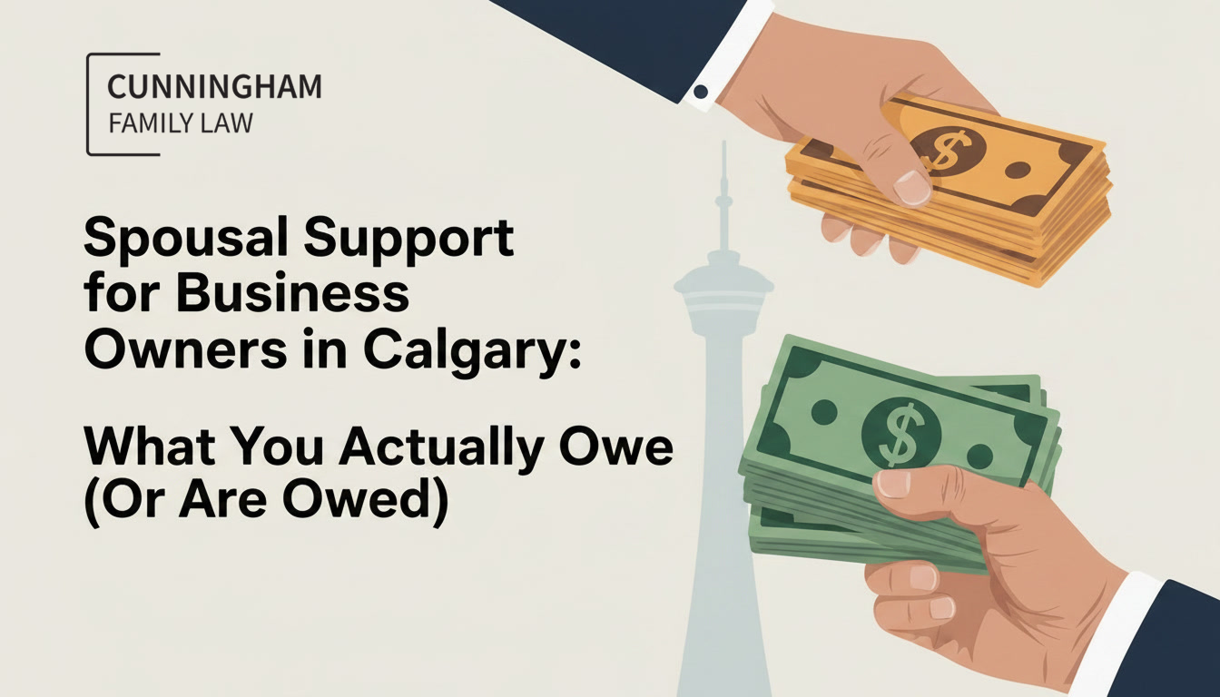 Calgary divorce lawyer reviewing spousal support calculations for business owner